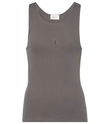 Saint Laurent Cassandre ribbed-knit cotton tank top | Thumbnail 1