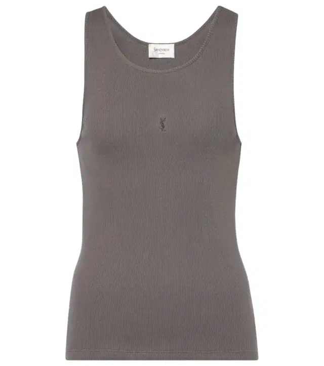 Saint Laurent Cassandre ribbed-knit cotton tank top