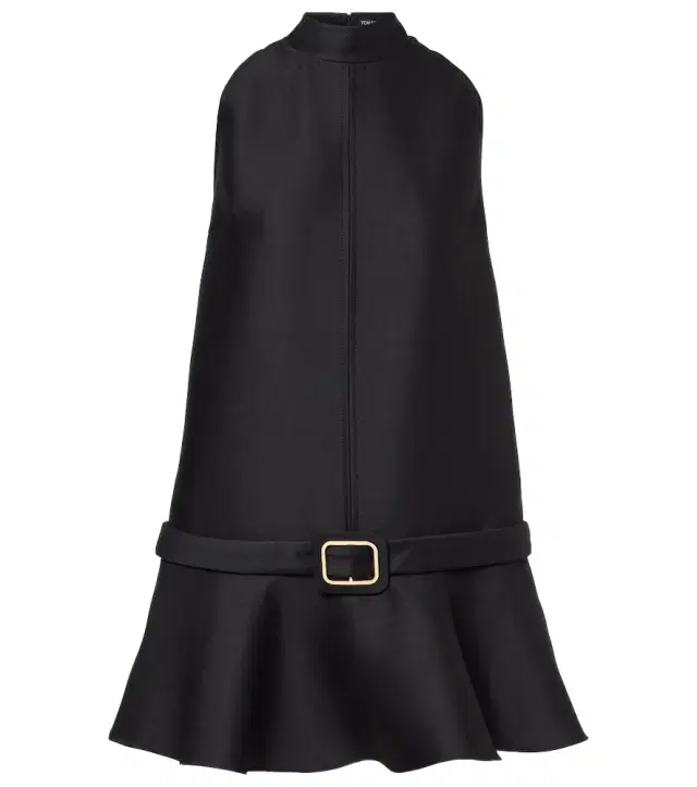 Tom Ford Belted wool and silk crêpe minidress