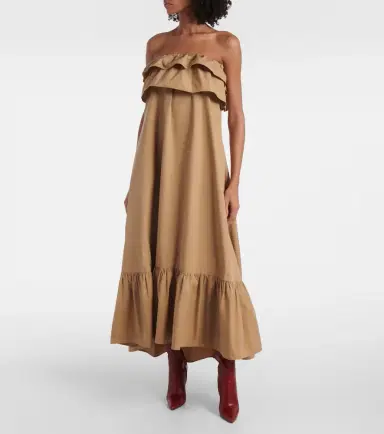Saint Laurent Ruffled cotton serge maxi dress | Thumbnail 6
