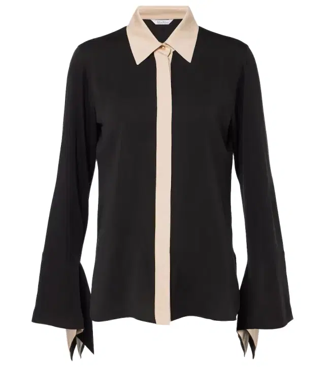Max Mara Pio high-rise silk charmeuse blouse