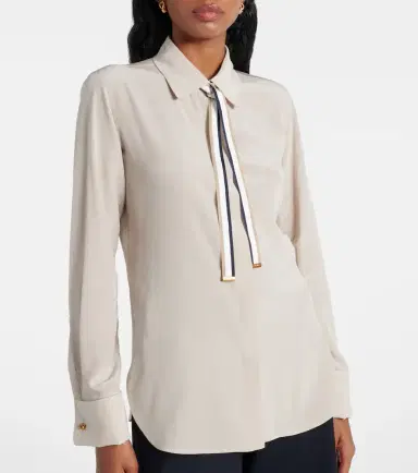 Max Mara Apollo bow-detail silk crêpe blouse | Thumbnail 4