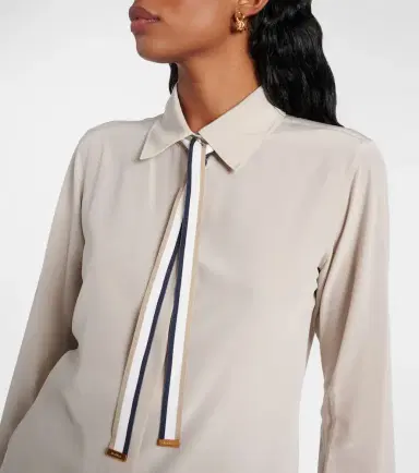 Max Mara Apollo bow-detail silk crêpe blouse | Thumbnail 7