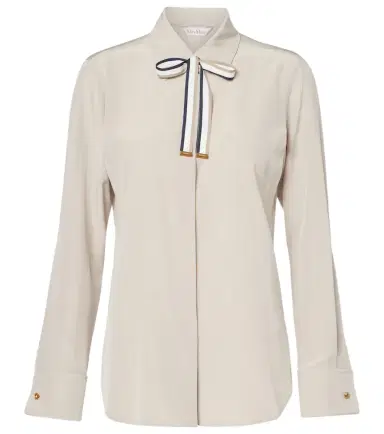 Max Mara Apollo bow-detail silk crêpe blouse | Thumbnail 1