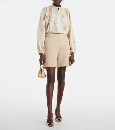 Max Mara Caladio embellished cotton satin blouse | Thumbnail 4