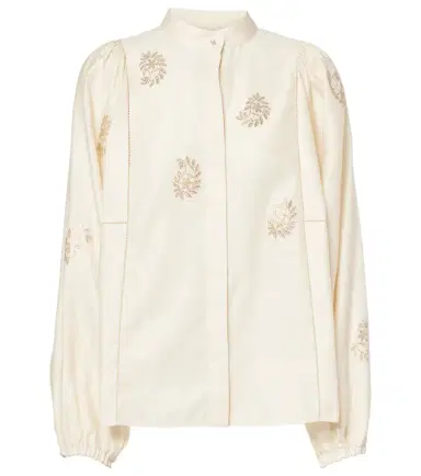 Max Mara Caladio embellished cotton satin blouse | Thumbnail 1