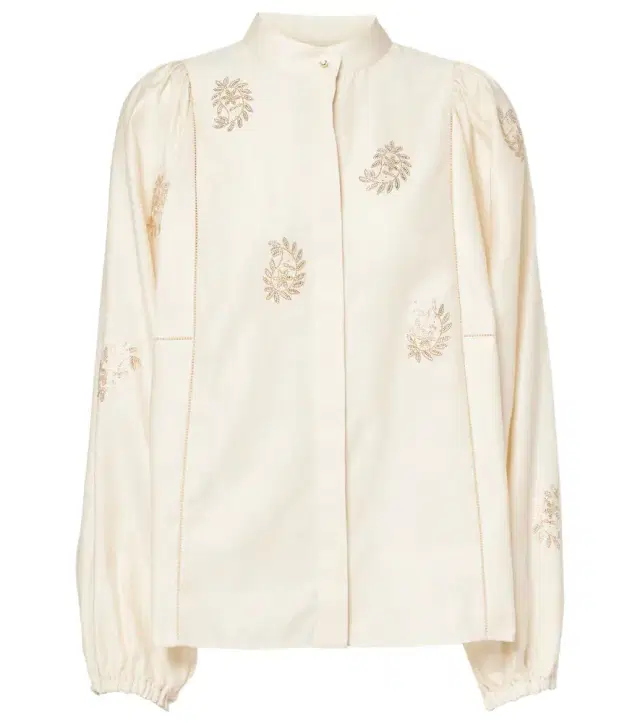 Max Mara Caladio embellished cotton satin blouse
