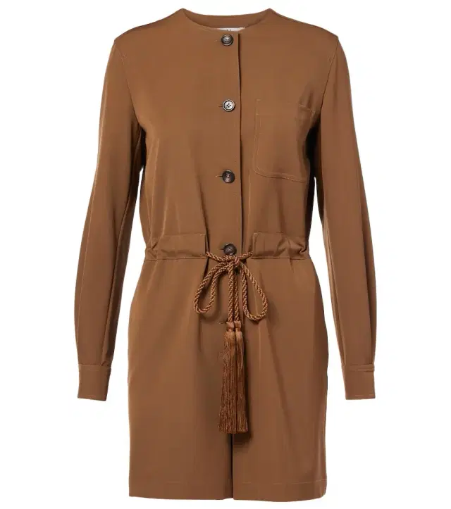 Max Mara Maine belted wool gabardine playsuit