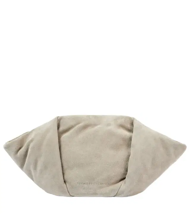 Brunello Cucinelli Fold-Over Small suede clutch