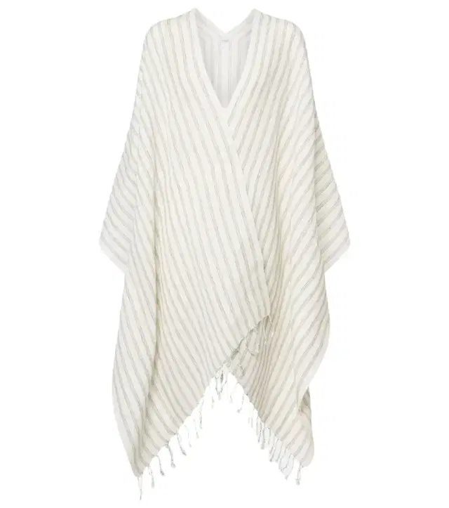 Brunello Cucinelli Striped linen poncho