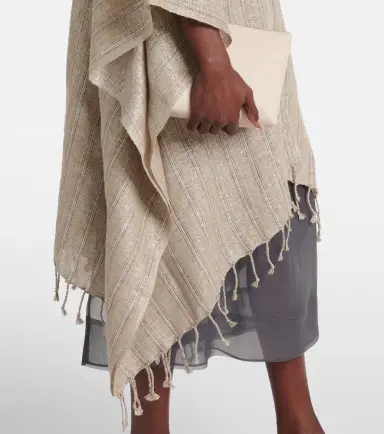 Brunello Cucinelli Linen-blend poncho | Thumbnail 3 Brunello Cucinelli Linen-blend poncho | Thumbnail 3