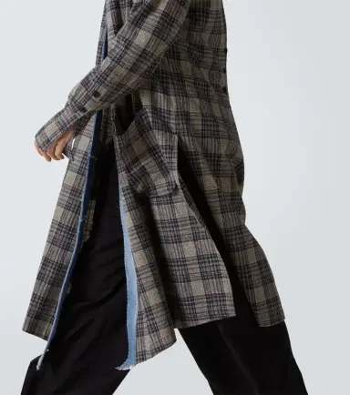 Greg Lauren Plaid denim-trimmed cotton coat | Thumbnail 2