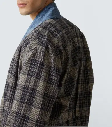 Greg Lauren Plaid denim-trimmed cotton coat | Thumbnail 3