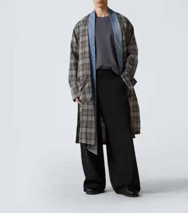 Greg Lauren Plaid denim-trimmed cotton coat | Thumbnail 4