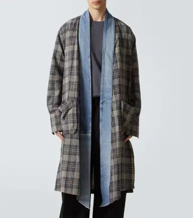 Greg Lauren Plaid denim-trimmed cotton coat | Thumbnail 6