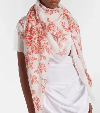 Magda Butrym Floral printed cotton and silk scarf | Thumbnail 4