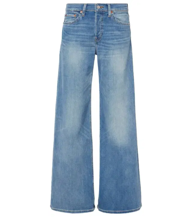 Re/Done Cotton Stretch mid-rise wide-leg jeans