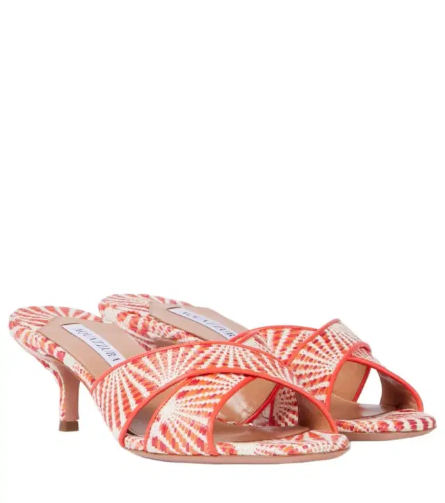 Aquazzura Divine 50 leather-trimmed mules
