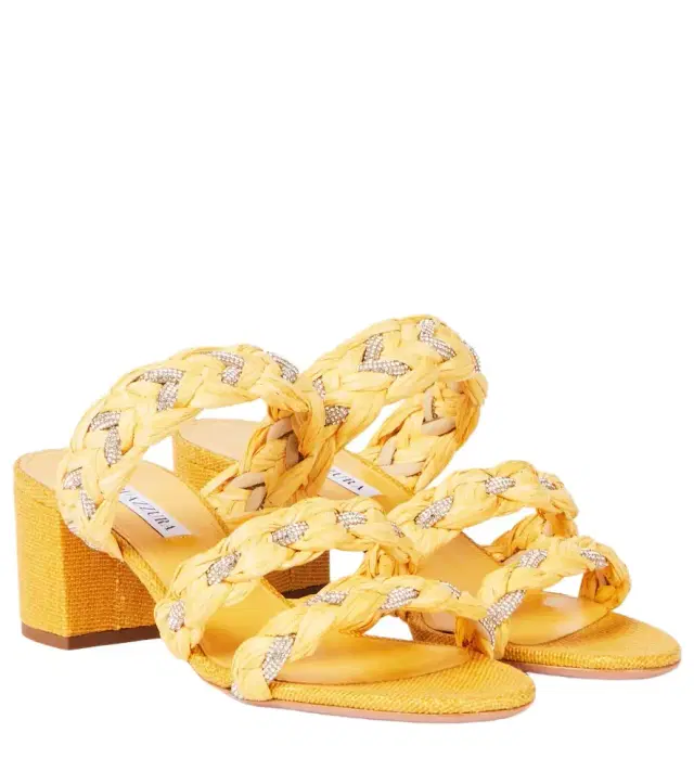 Aquazzura Costiera 50 embellished raffia sandals