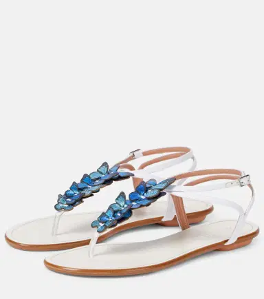 Aquazzura Papillon leather-trimmed canvas sandals | Thumbnail 2 Aquazzura Papillon leather-trimmed canvas sandals | Thumbnail 2