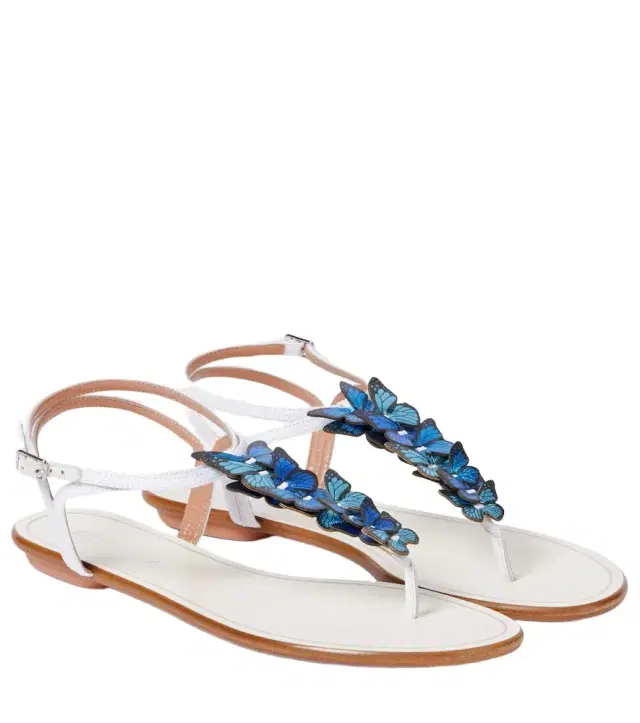 Aquazzura Papillon leather-trimmed canvas sandals