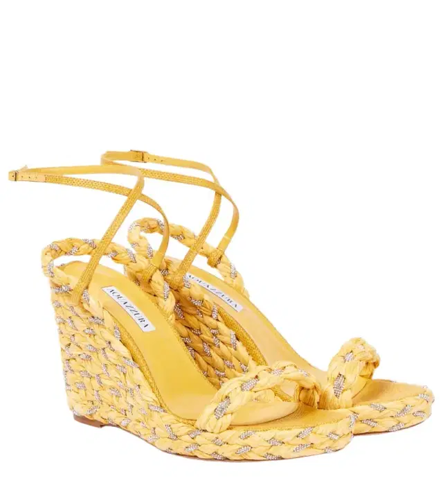 Aquazzura Costiera Crystal raffia espadrille wedges