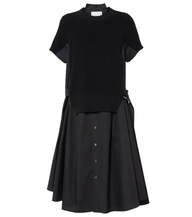 Sacai Striped jersey and poplin shirt dress