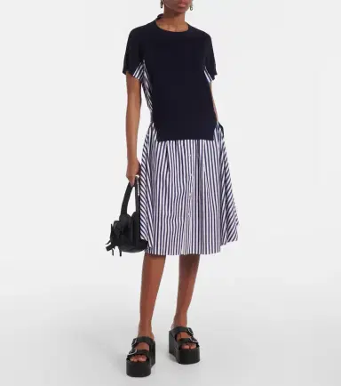 Sacai Striped cotton midi dress | Thumbnail 2