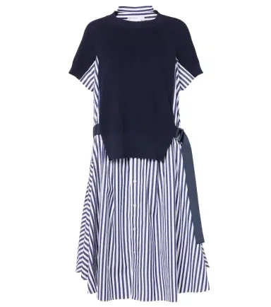 Sacai Striped cotton midi dress | Thumbnail 1