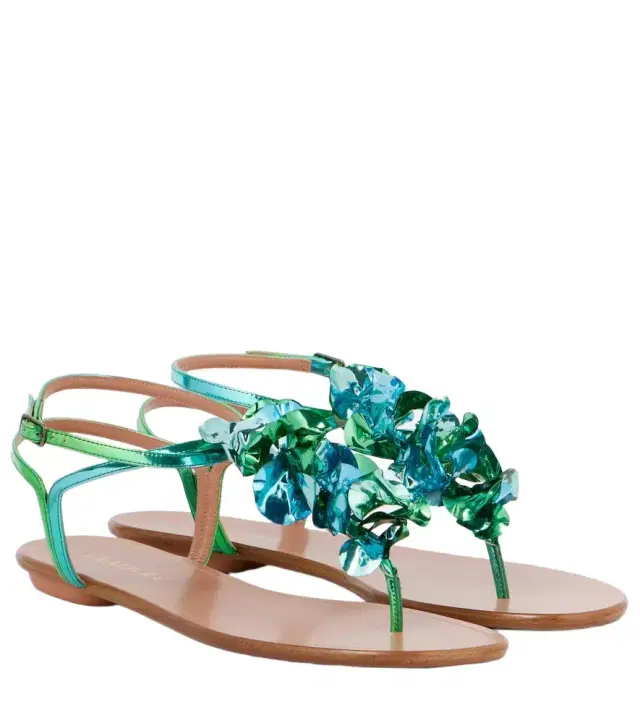 Aquazzura Summer Sun metallic leather thong sandals
