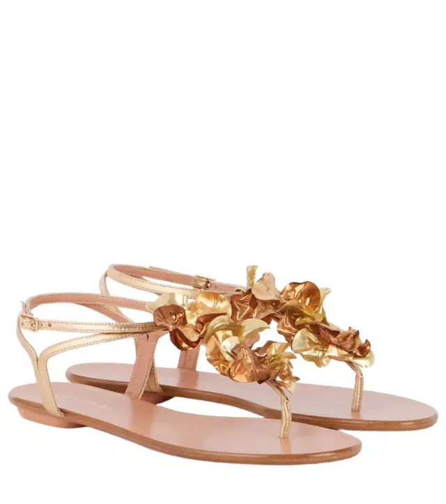 Aquazzura Appliqué metallic leather sandals