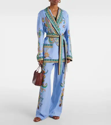 Etro Paisley silk twill wrap blazer | Thumbnail 2