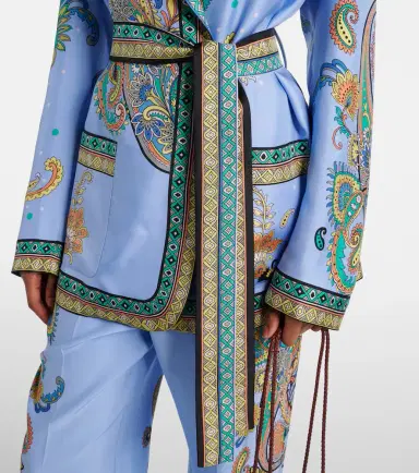 Etro Paisley silk twill wrap blazer | Thumbnail 3