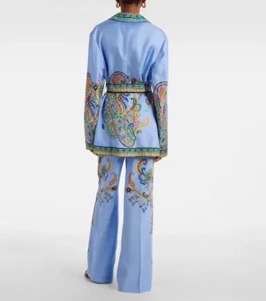 Etro Paisley silk twill wrap blazer | Thumbnail 4