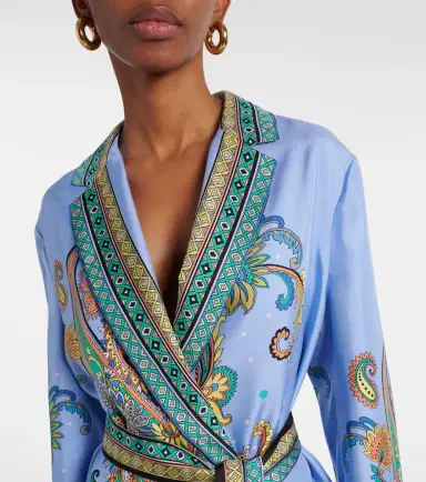 Etro Paisley silk twill wrap blazer | Thumbnail 5