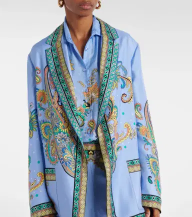 Etro Paisley silk twill wrap blazer | Thumbnail 6