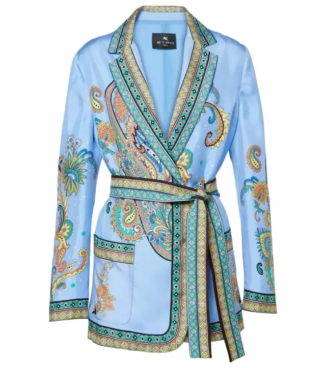 Etro Paisley silk twill wrap blazer