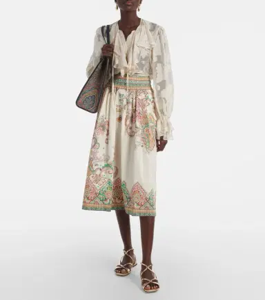 Etro Paisley printed cotton poplin midi skirt | Thumbnail 2