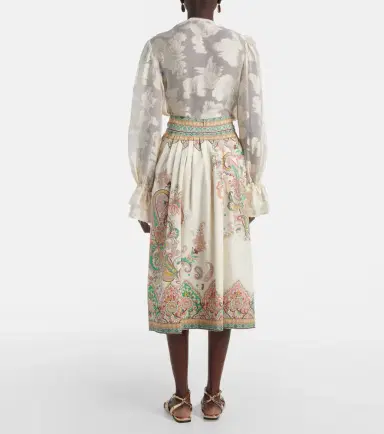 Etro Paisley printed cotton poplin midi skirt | Thumbnail 5