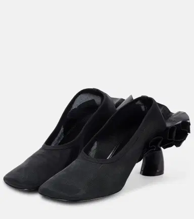 Dries Van Noten Ruffled leather-trimmed mesh pumps | Thumbnail 3 Dries Van Noten Ruffled leather-trimmed mesh pumps | Thumbnail 3