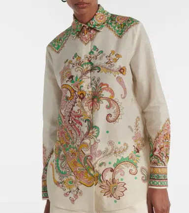 Etro Printed cotton and silk shirt | Thumbnail 6