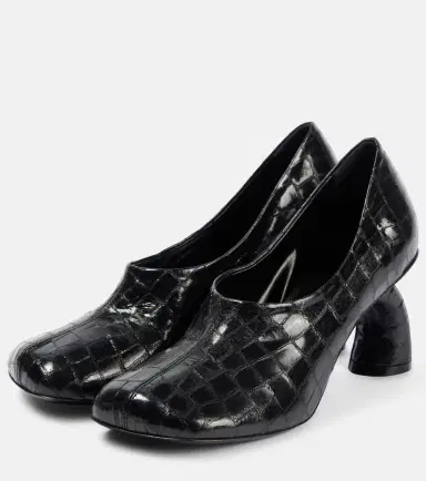 Dries Van Noten 75 croc-effect metallic leather pumps | Thumbnail 2