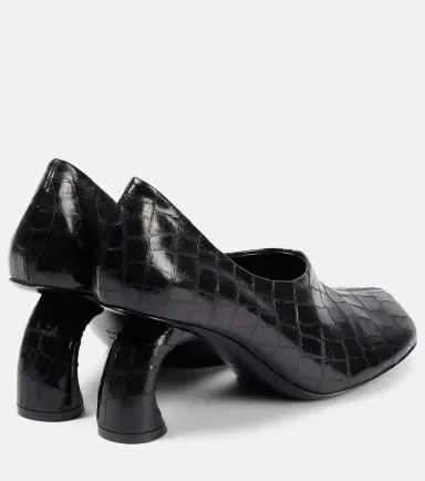 Dries Van Noten 75 croc-effect metallic leather pumps | Thumbnail 3