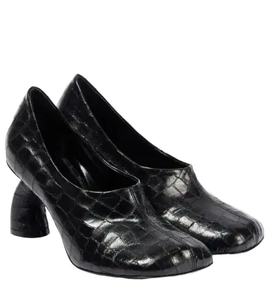 Dries Van Noten 75 croc-effect metallic leather pumps | Thumbnail 1