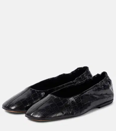 Dries Van Noten Croc-effect leather ballet flats | Thumbnail 4