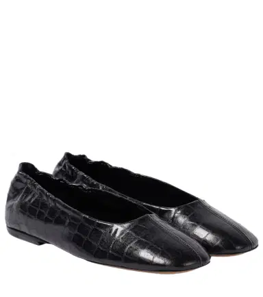 Dries Van Noten Croc-effect leather ballet flats | Thumbnail 1