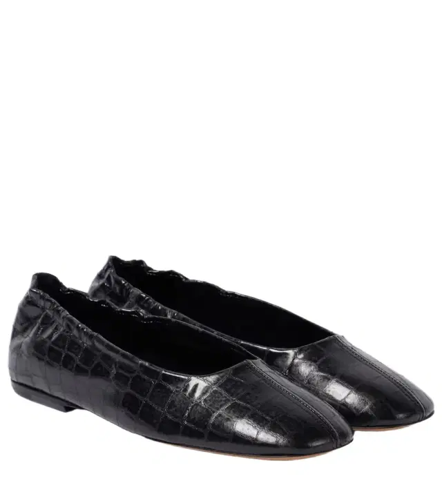 Dries Van Noten Croc-effect leather ballet flats