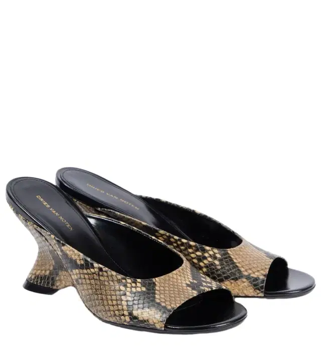 Dries Van Noten Snake-effect leather mules