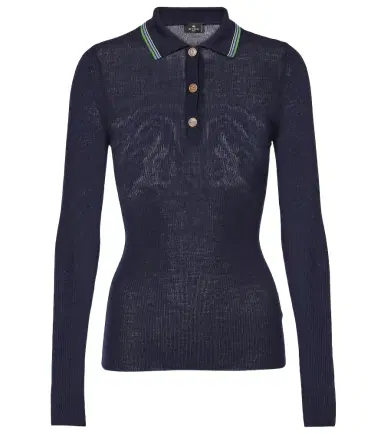 Etro Printed wool and cotton polo sweater | Thumbnail 1