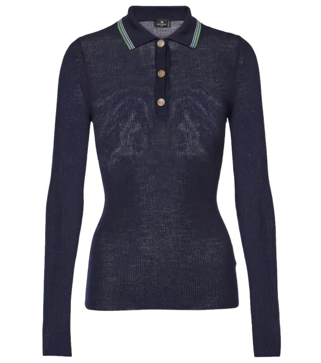 Etro Printed wool and cotton polo sweater